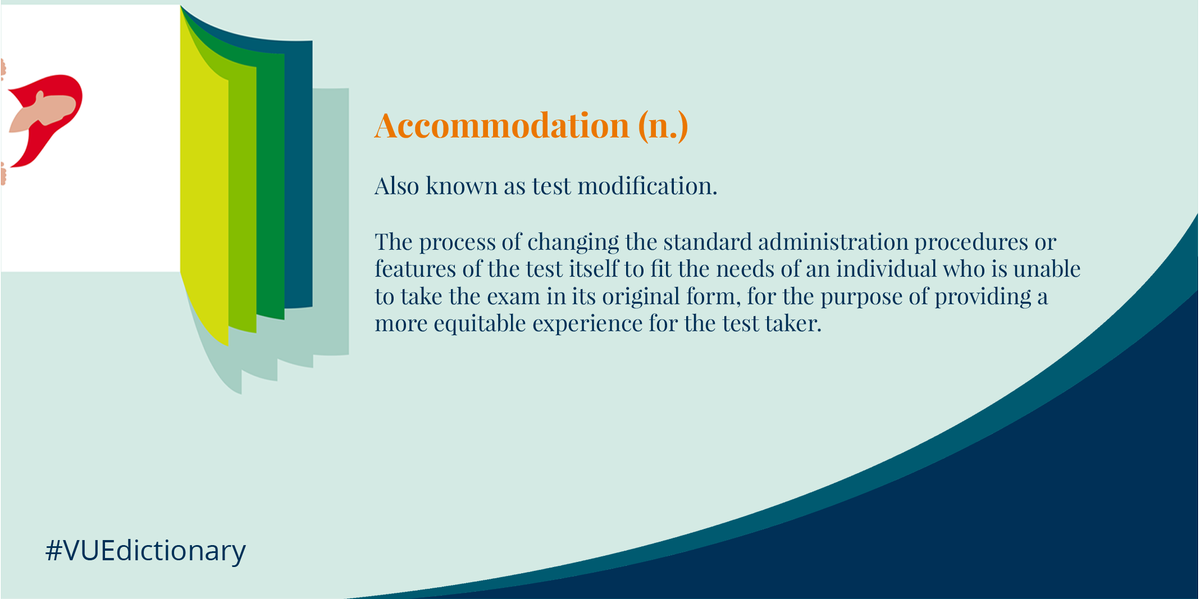 PearsonVUE's tweet image. We're not talking about picking a hotel, a campervan or a tent for your summer vacation... this is all to do with computer-based testing. 

#VUEdictionary #accommodation #testing #administration #testtaker #testmodification #assessment #psychometrics