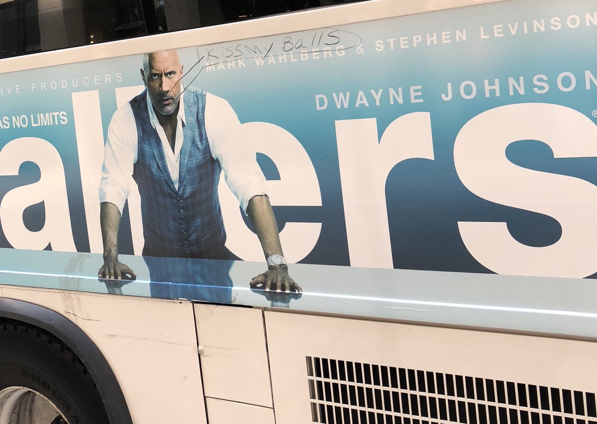 Eric123678's tweet photo. @TheRock NYC bus on 57th and 5th. https://t.co/adqTI5JKtD