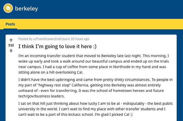 Screenshot of reddit post with title I think I'm going to love it here :)