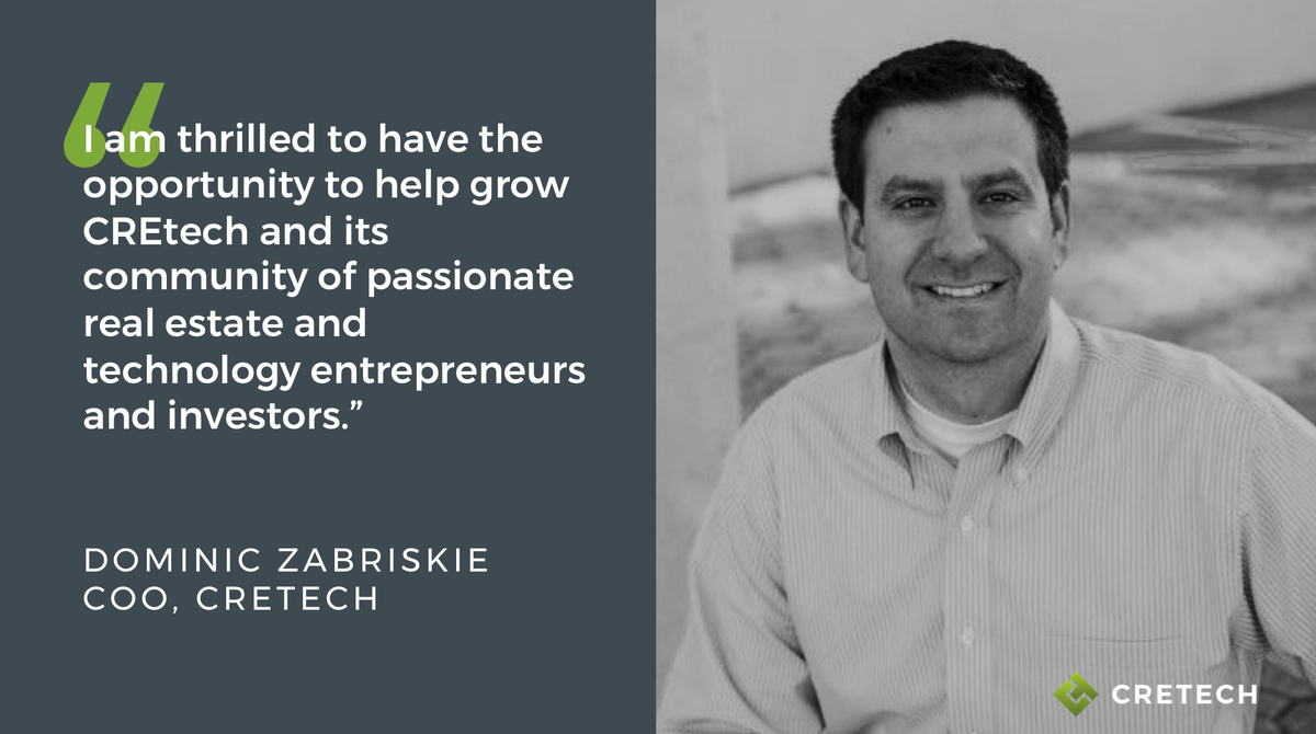 DiscoverCREtech's tweet photo. Welcome to the #CREtech team, Dominic Zabriskie! We are pleased to announce the appointment of Dominic as our COO! Read more about Dominic here >> https://t.co/rlN9QGY5FS #CREtechNews #CREtechTeam #CRE #tech #technology https://t.co/LtO02kNbZv