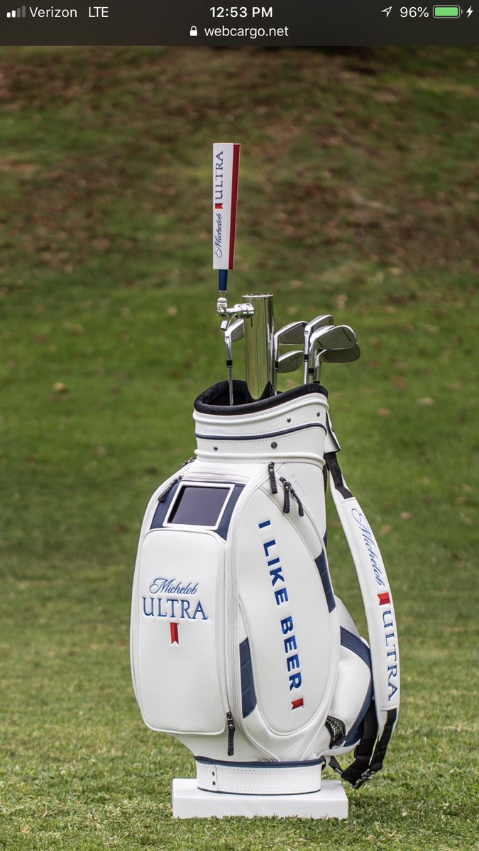 darrenrovell's tweet photo. Michelob Ultra is debuting a one-of-a-kind golf bag at the PGA Championship that includes a 128 oz. refillable beer keg with a tap handle &amp; pint glasses, Bluetooth speaker &amp; built-in tablet. Giving it away through #ultracaddiecontest on Twitter &amp; Instagram. https://t.co/9gguzy0MU5