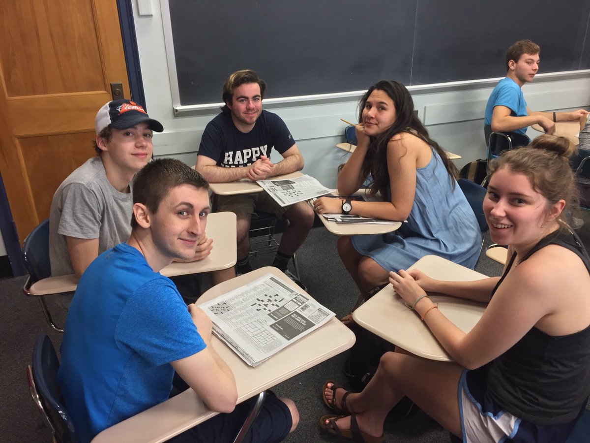 ProfNichols's tweet photo. Who will win the @nytimes crossword puzzle team challenge? Team @MichaeljHermo @DerubeisLuigi @SchmigelAustin or @SeanSpina1 @penn_state #CoolCOMM https://t.co/5kLFWqIPR9