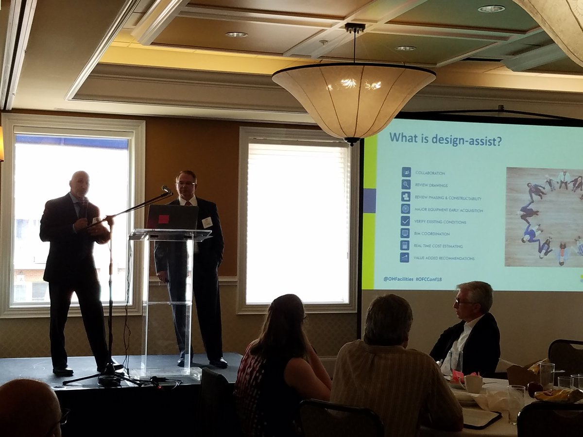 KarpinskiEng's tweet image. Rocco Gallo &amp;amp; Jim Cicero talking abt #designassist at the @OHFacilities Conference in CBUS