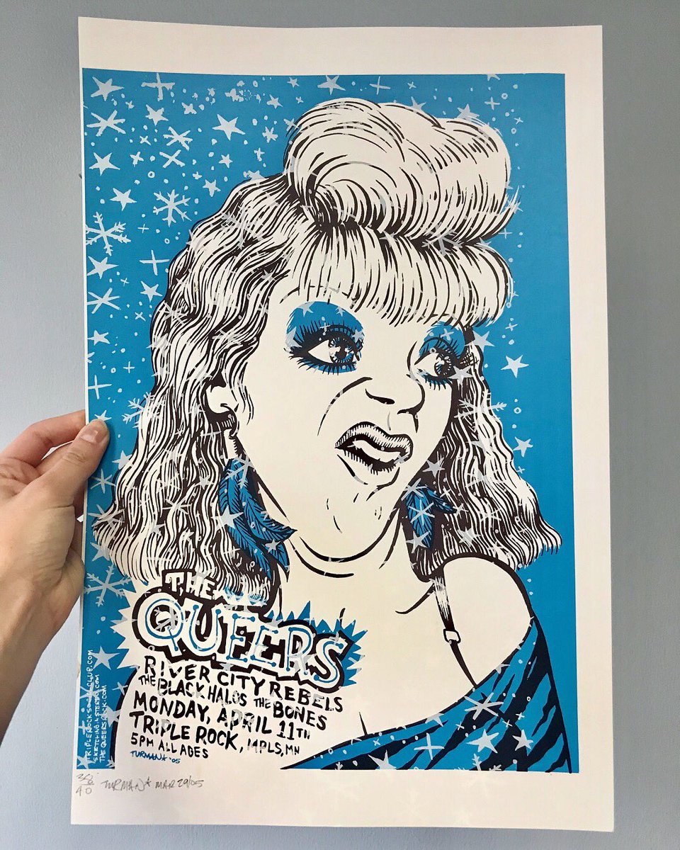 AdamTurman's tweet image. Here is some rare retro #testprint action, ft The Queers print done in ‘05 as a run of 40. Adam claims this print to be his fav print ever created (next to @ironmaiden of course)

Image 1 / 38/40
Image 2 / ft @floggingmolly girl
Image 3 / 70th TP ever created

Available online 💥