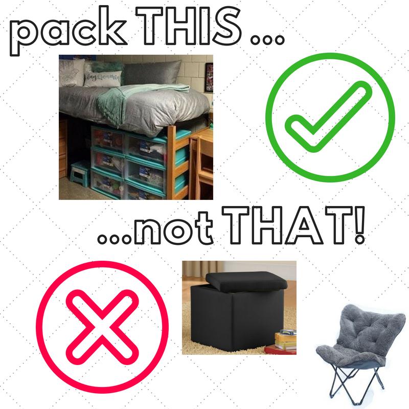 ResLifeFSU's tweet photo. Making your packing list? Heading out shopping - pack this, not that! #lifeatfram https://t.co/nyarWRzIq9