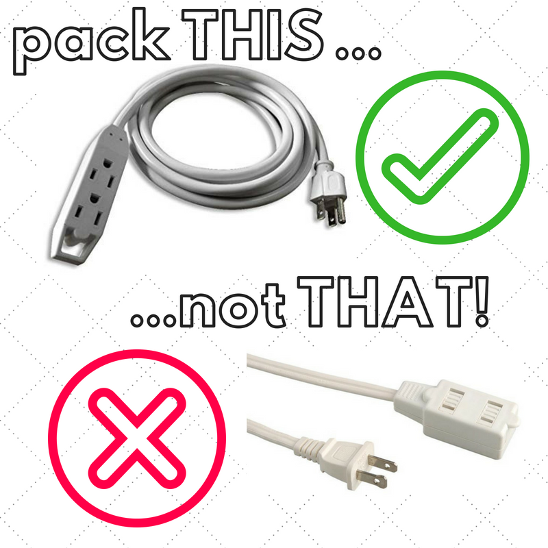 ResLifeFSU's tweet photo. Can you guess what our most confiscated item is? 

It's a TWO prong extension cord - tell everyone you know - pack THREE prong extension cords!!! #lifeatfram https://t.co/R1ysadQCiK