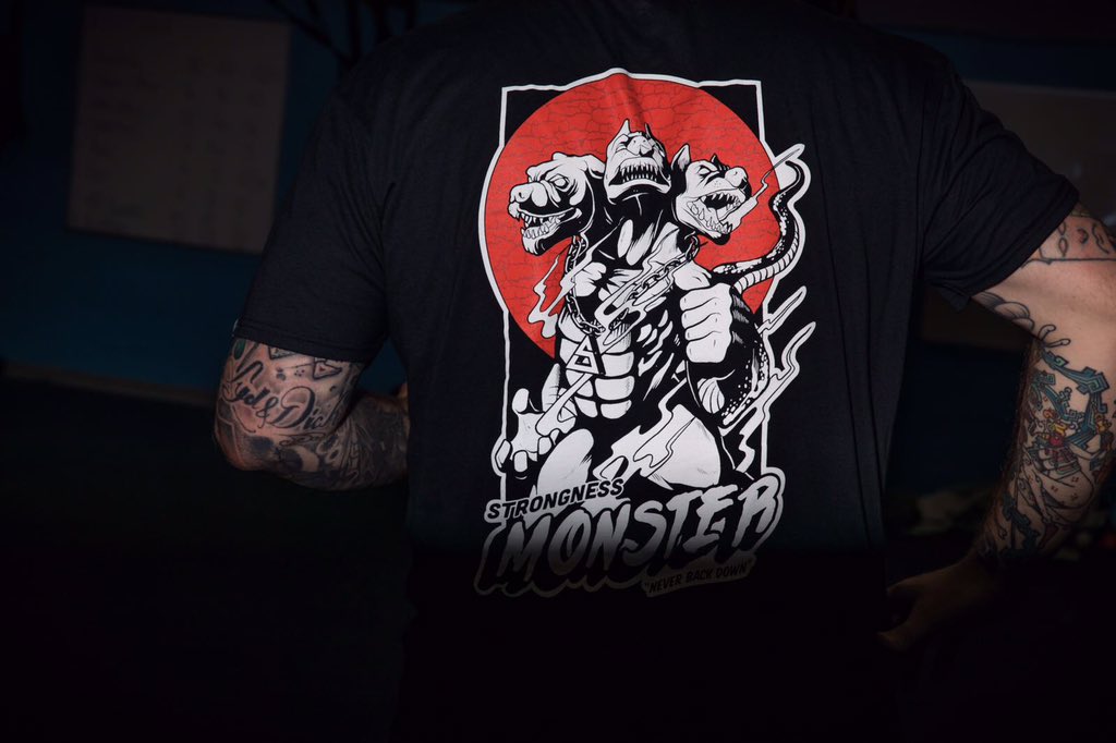 TeamStrongness's tweet photo. 8pm tomorrow the Strongness Monster range drops. Also rereleasing the McManus @AlpineRescue dedication and Bison t shirts. #chartiyclothing #shopstrongness #apparell #charity #letsbeatbattens https://t.co/sJMD8Zj3YB