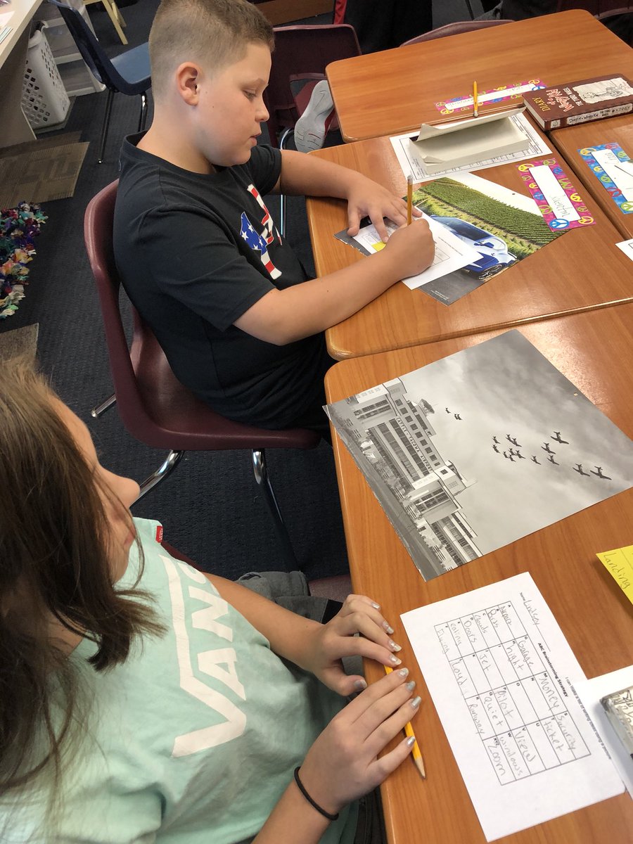 MrsRLoves2Teach's tweet photo. #6thGraders brainstorming ideas for their writing project, using a calendar picture as inspiration! Thanks @TTindy for all of the calendars! @SD_Eagles #DecaturProud #SixTraitsofWriting https://t.co/NRhyqJQODZ