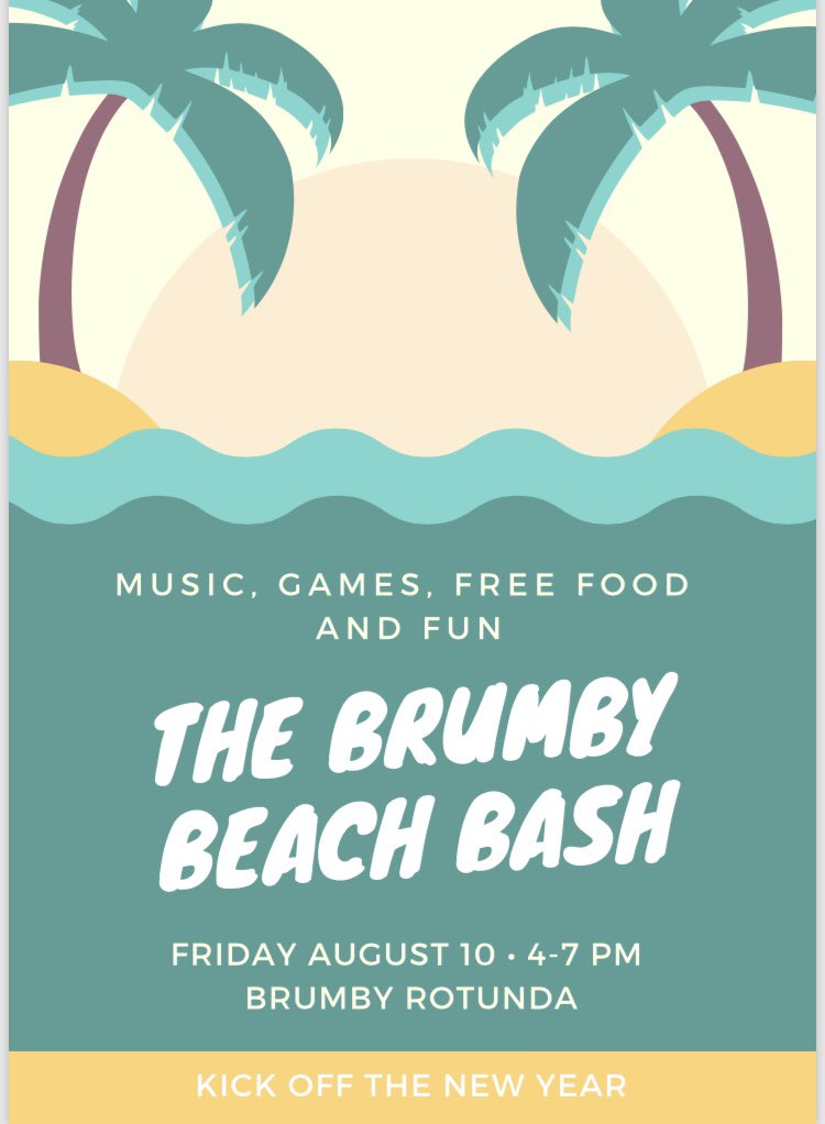 BrumbyHallUGA's tweet photo. Attention Brumby fam!!
This Friday, we are a throwing a Brumby Beach Bash 🏝☀️ Come kick off the new school year in the rotunda from 4-7 PM. Food will be provided 🤪 https://t.co/i92Esh2dzo