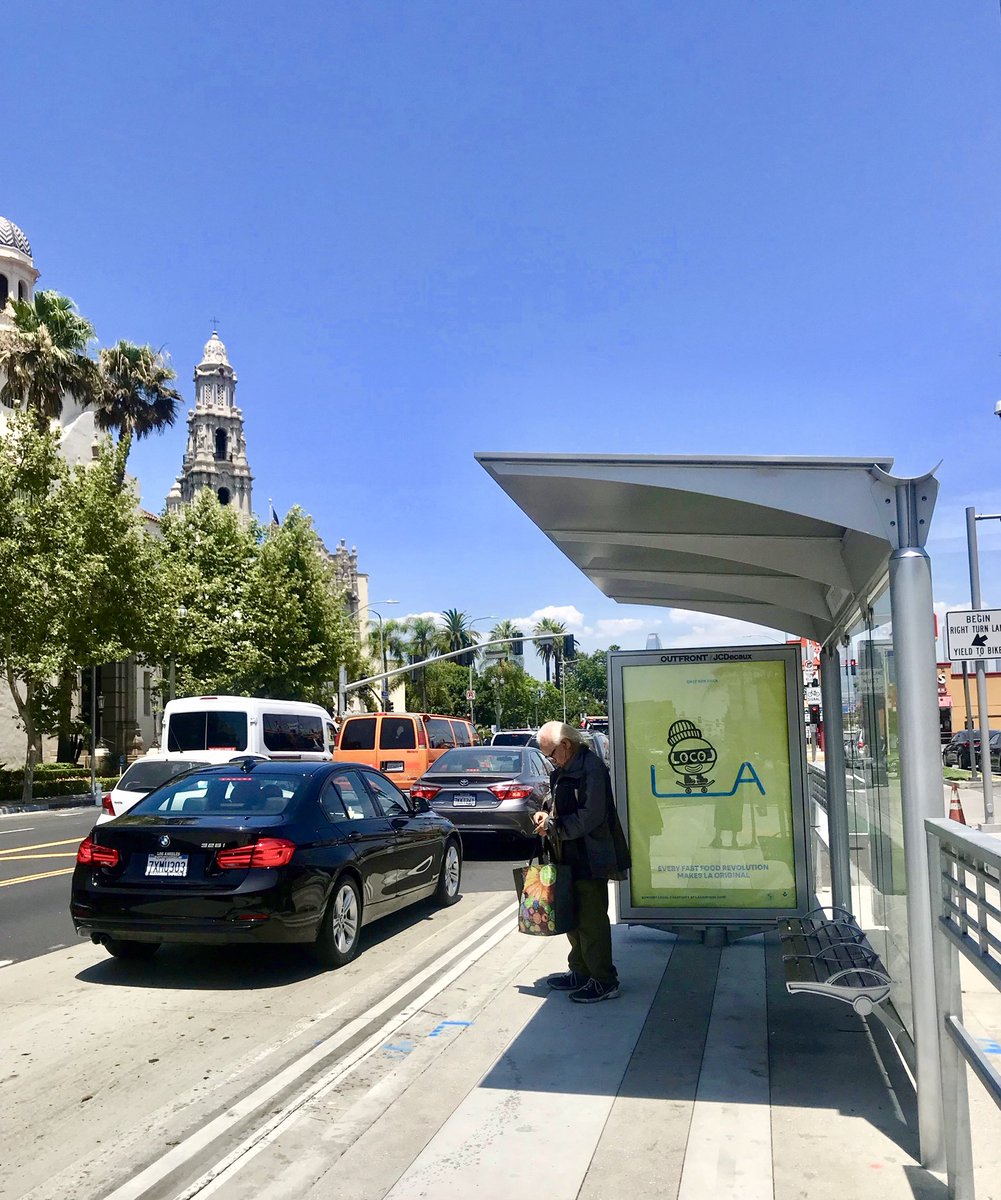 OutfrontDecaux's tweet photo. July temperatures in LA were among the hottest ever recorded 🔥
With August off to a toasty start, keep an eye out for shaded areas like bus shelters along your daily commute. 🚏🚌🌞💦
#busshelterspottingla
#sustainabletransport
#shadela https://t.co/whRnvdsTq7