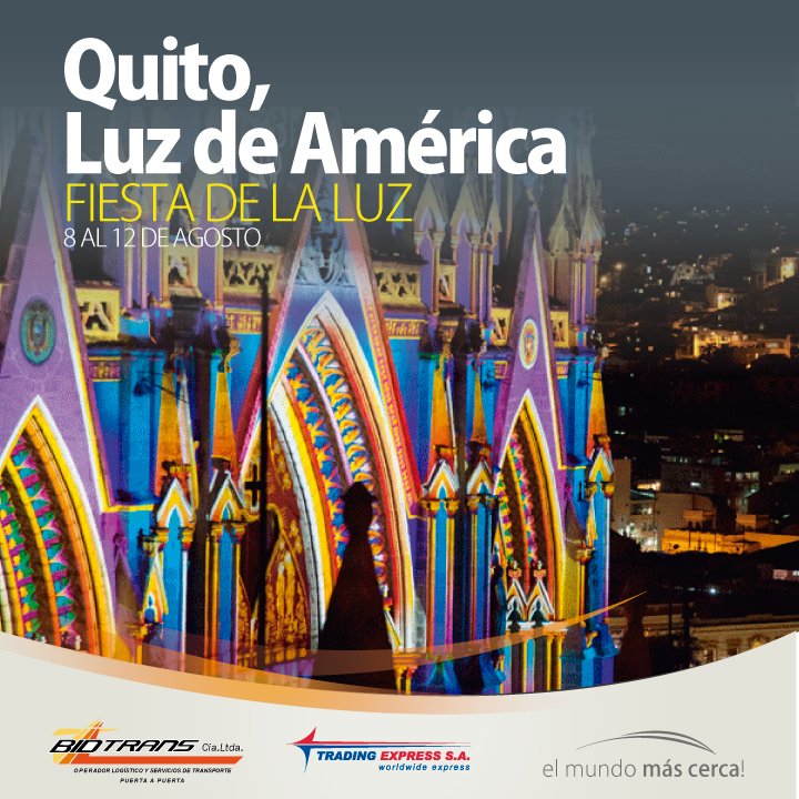 BidtransEcuador's tweet photo. Quito se viste de colores en su semana de la independencia, que estas fechas nos recuerden siempre el valor de la libertad #QuitoLuzdeAmerica #FiestaDeLaLuz2018 !! 📦📦Fácil Rápido y Confiable! #YoImporto con #Bidtrans y #TradingExpress #Elmundomáscerca https://t.co/RipWBnRRIb https://t.co/qT3x6B2e4k