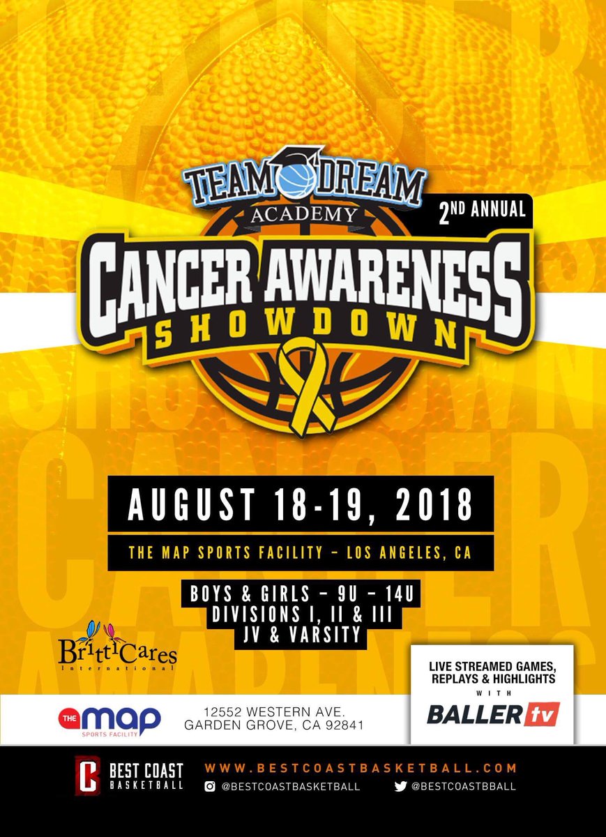 IndiHoops's tweet photo. @BestCoastBball and Team Dream team up for the 2nd Annual Cancer Awareness Showdown. 
Featuring:
Live Media Coverage
Coach and Player Interviews
Live Action Photography
BCB Videography team capturing all tournament games.
Link:  https://t.co/zYncrWBgC0 https://t.co/EHpXHOMKLi