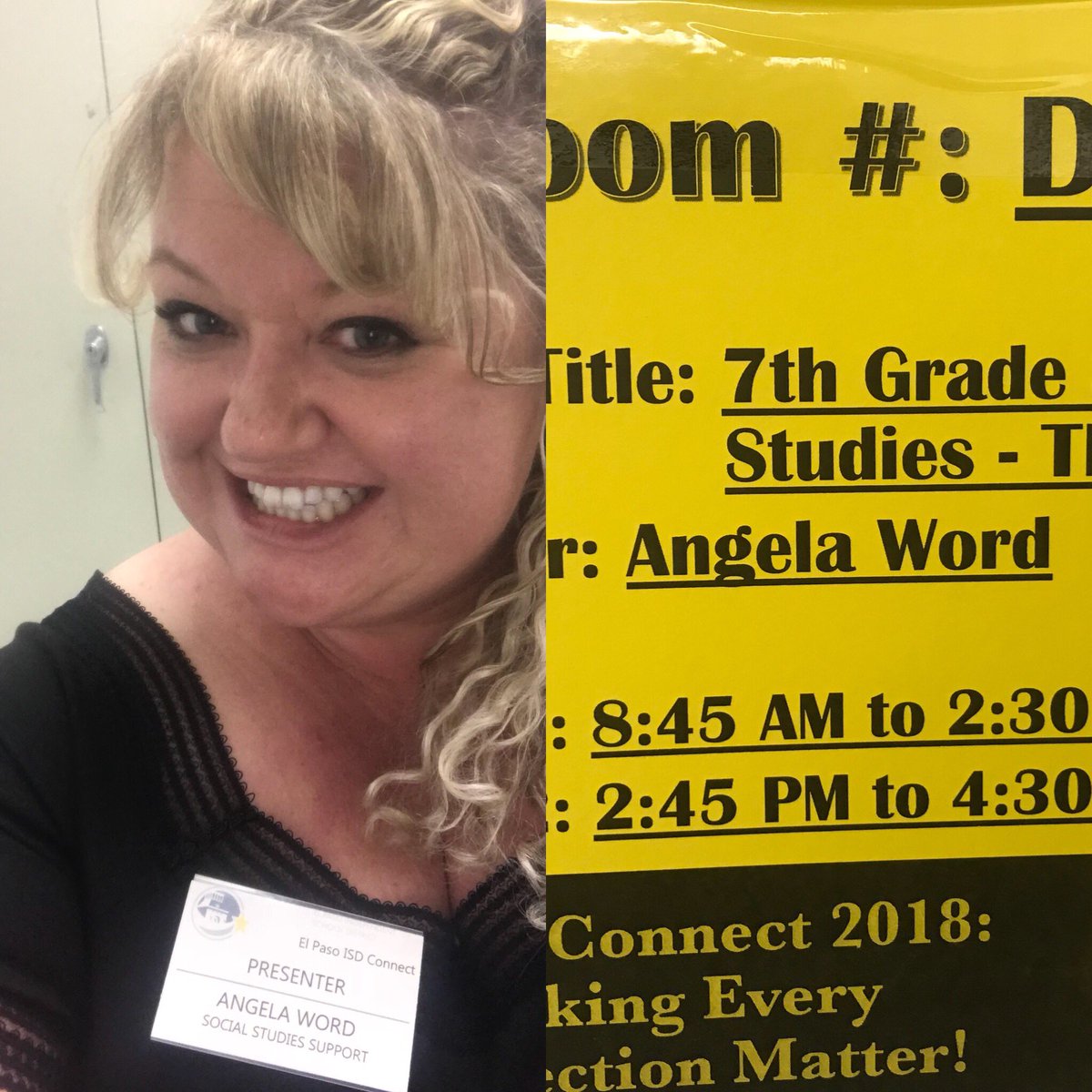 MsWordBMS's tweet photo. So very proud to represent Social Studies for the 3rd year in a row! Nice dress rehearsal for Monday with kids. #EPISDConnect2018 #iamepisd #BulldogNewTech Thanks Fairy Godmother Erica Liebel https://t.co/WEs6BXl2DU