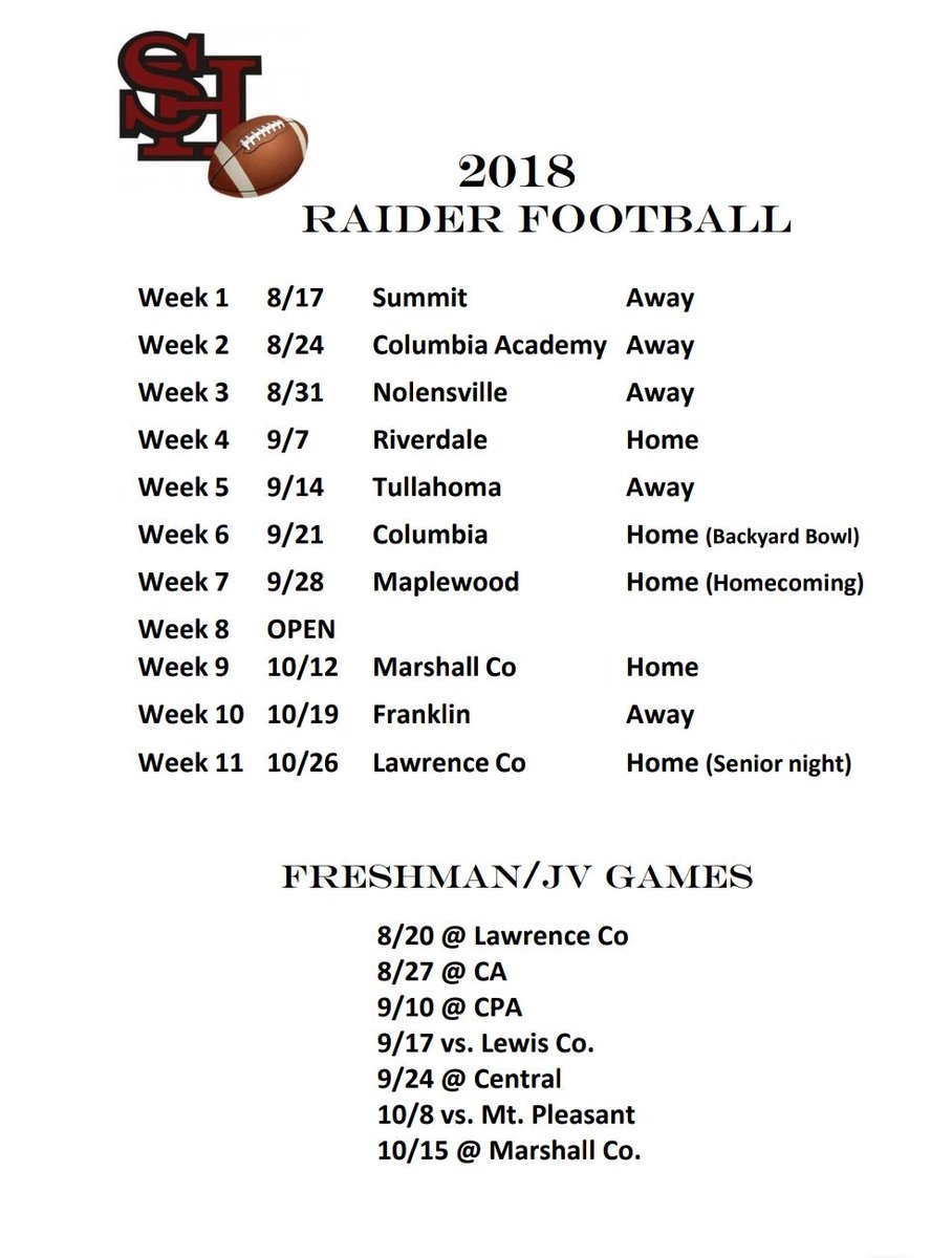 raiderbackers's tweet photo. Varsity and Fr/Jv schedules https://t.co/Lmqb5tiUjk