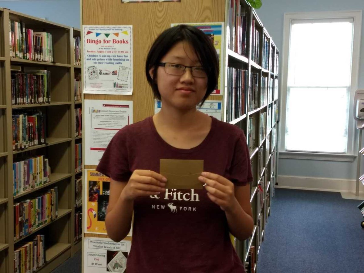blackwaterlib9's tweet photo. Windsor Branch Week 6 Teen Winner: Amy Zhang  #BRL9 #summerreading2018 https://t.co/f72Vh52qzi
