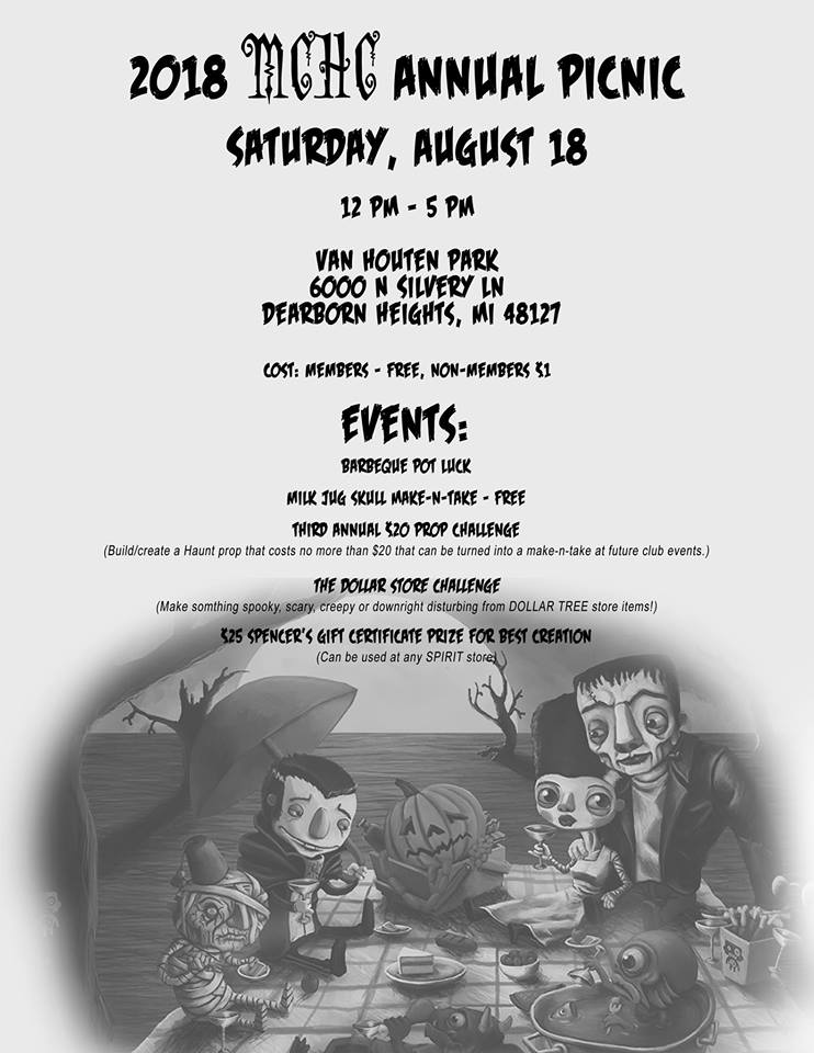 MotorCityHaunt's tweet photo. The MCHC Annual Picnic is Aug 18 at Van Houten Park, Dearborn from 12-5pm! Check your email or the facebook event for full details! https://t.co/TSUhjtLQJX https://t.co/lIwIgU5ox5