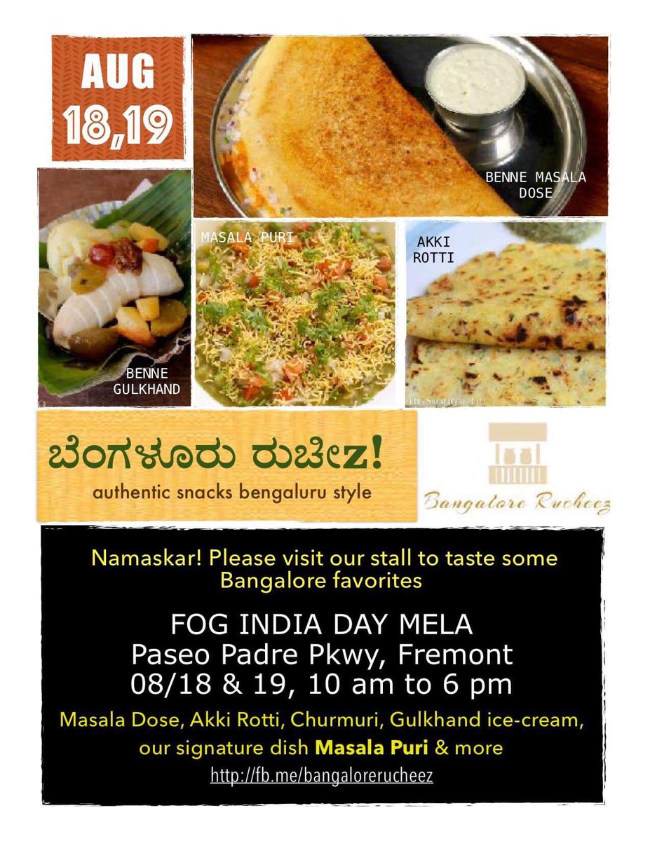 shruthihebbur's tweet photo. Come and taste Bangalore delicacies from Bangalore Rucheez . See you all at FOG India mela https://t.co/w4x8jy9gNi