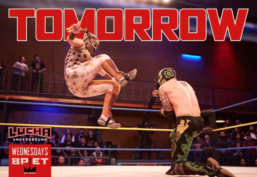 PapaCueto's tweet photo. Your Gift of the Gods Champion Dragon Azteca Jr. will defend the ancient medallions against the Moth Tribe’s powerful Mariposa at 8p ET TOMORROW on @ElReyNetwork! #luchaunderground #luchalibre #wrestling #prowrestling #dragonaztecajr #mariposa #giftofthegods #action #elreyallday https://t.co/b66AzfKktM