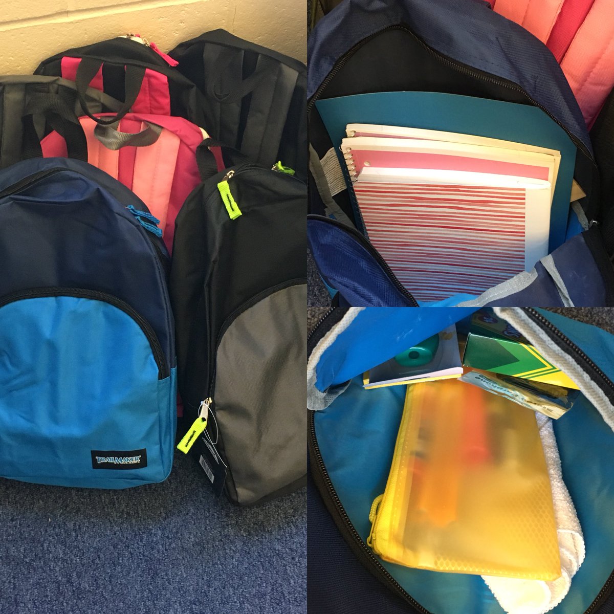 LCB_worthy's tweet photo. Thank you to the moms who donated these new backpacks filled with supplies for our new school year! #kindnessmatters #wwps1 https://t.co/Rcz7uL8C9b