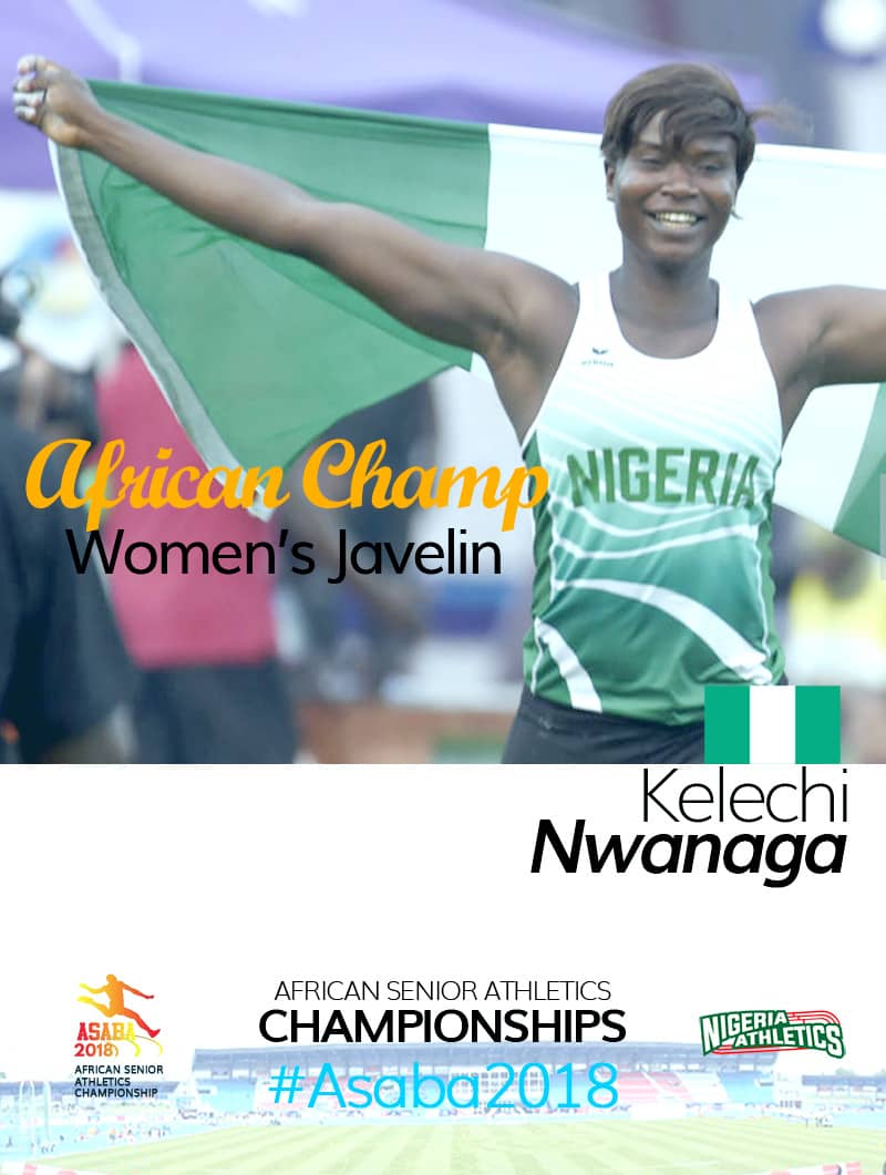 NGAthletix's tweet image. Javelin NR holder, Kelechi Nwanaga schooling @UMBCAthletics produced one of her finest throws this year, throwing 56.96m to win GOLD for NGR.

While Chioma Onyekwere, won her first African Title throwing a PB of 58.09m to win the Discus event.

#Asaba2018 #NGRtothe🌎