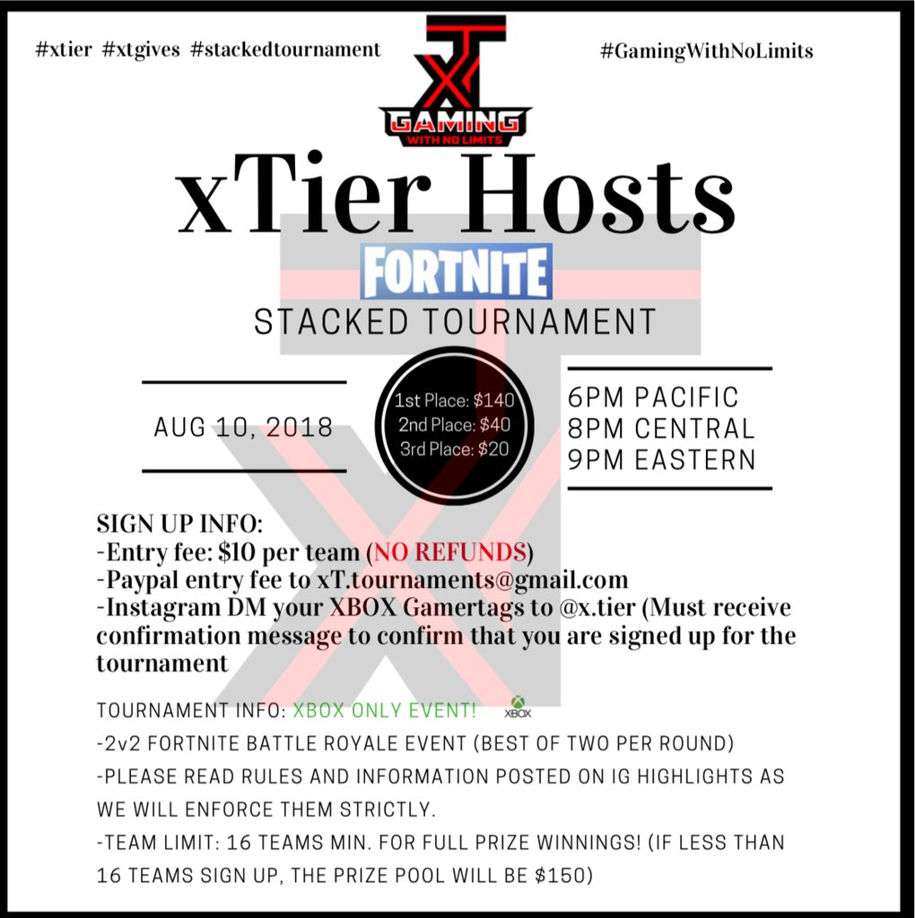 xTierClan's tweet photo. Does your team have what it takes to win? Prove it! 💰🥇#xTier #xtgives #stackedtournament #GamingWithNoLimits https://t.co/ZUv6yLmvtv