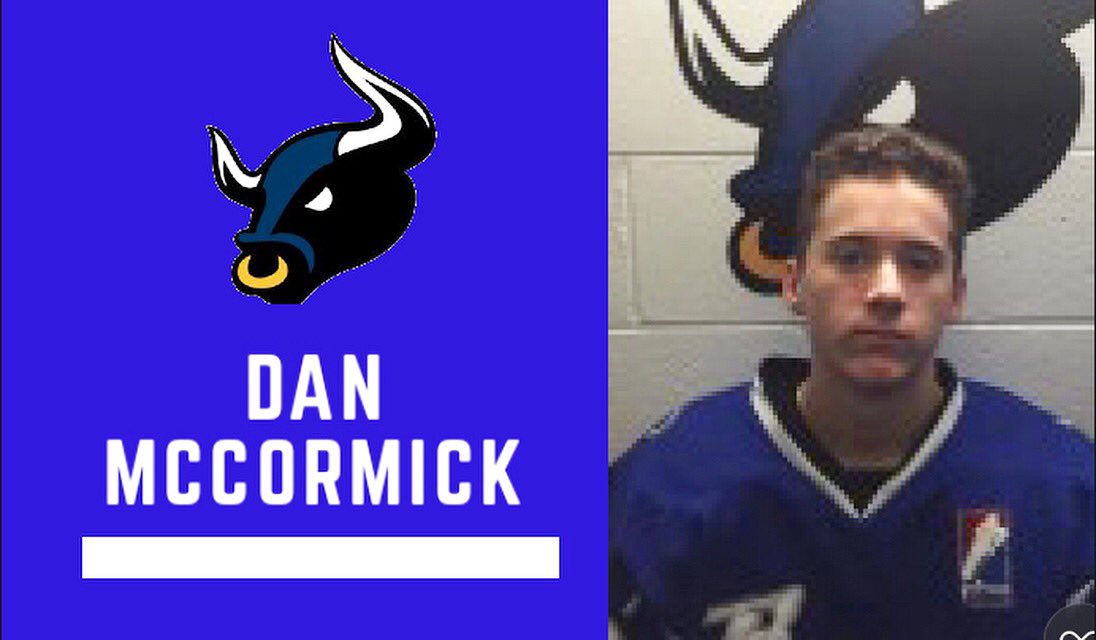 BullsJRAHockey's tweet photo. Signing Alert🚨: The Bradford Bulls are pleased to announce the re-signing of forward Dan McCormick🇨🇦. McCormick will enter his third season as a Bull. Dan had 2 goals in 5 games played last season before suffering a season ending injury. Welcome back Dan! #BleedBlue https://t.co/zPSabuEA0E