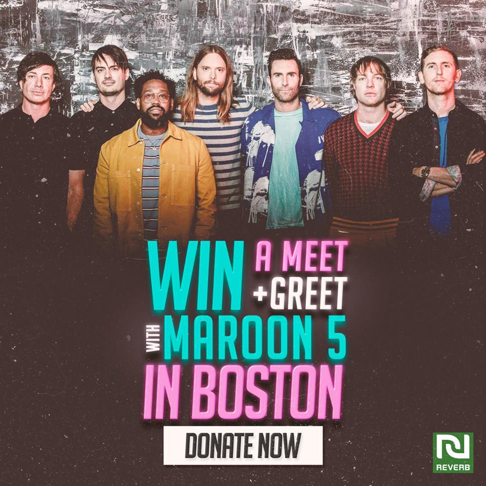 maroon5's tweet photo. Want to win a trip to meet us at our show in Boston? With a $10 donation to @REVERB_org, you will earn 100 entries to hang with us backstage before our show at the TD Garden in Boston. Donate on @Prizeo for your chance to win! Enter: https://t.co/PvwQfLwmTW https://t.co/1Ow25qKZ6T