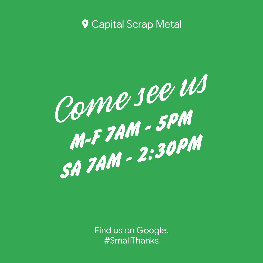 Come see us! 
#scrap #scrapmetal #Recycle #recycling #metal #fastcash
#money #cash #dumpsterking #capitalscrapmetal #cans #freemoney #metalrecycling #scrapping #scrapyard #scraplife