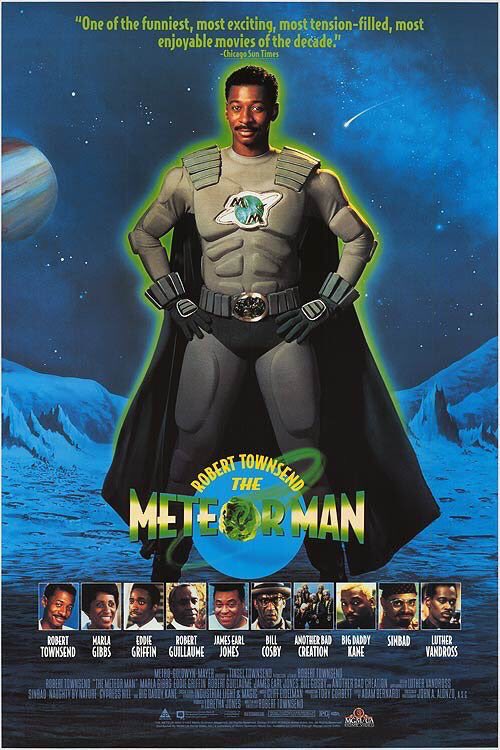 ladonegrocast's tweet image. A 25 anos atrás  James Earl Jones, Robert Guillaume, Marla Gibbs, Luther Vandross, Bill Cosby, Don Cheadle se uniam a @Robert_Townsend para o primeiro filme de herói com rosto africano. Meteor Man! #afrosegueafro #meteorman