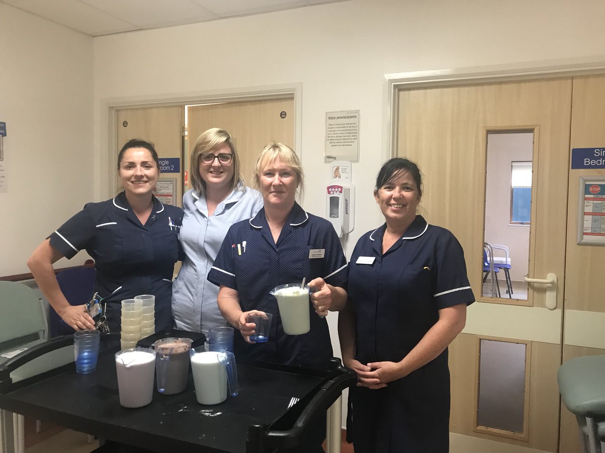 Braxted ward staff ensuring their patients not only get an evening milky drink but a nice cold milkshake in the afternoon, Keeping patients hydrated in this hot weather as well as supporting nutrition, great initiative team!!!