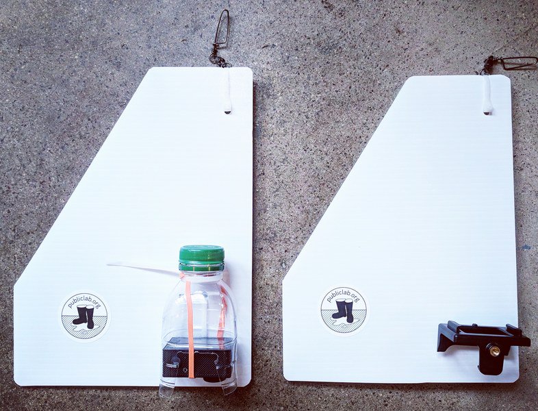 PublicLab's tweet photo. Make a lightweight camera rig from corrugated plastic or cardboard. Learn about these new prototypes to use while #kitemapping! https://t.co/hyHuZUoswf https://t.co/RYZF1kAzIt