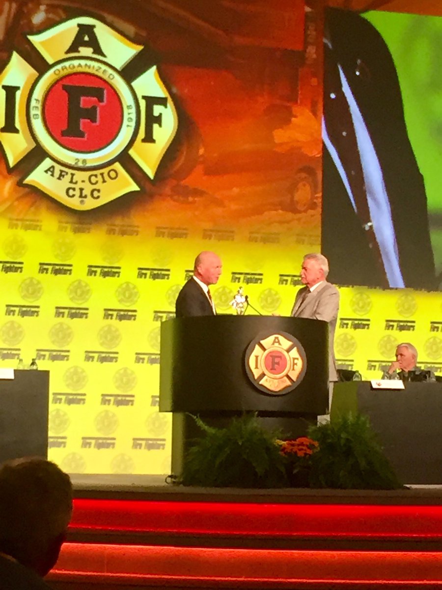 Leader of Fire Brigade Union from UK talks to IAFF members at 54th Convention #IAFF100Years
