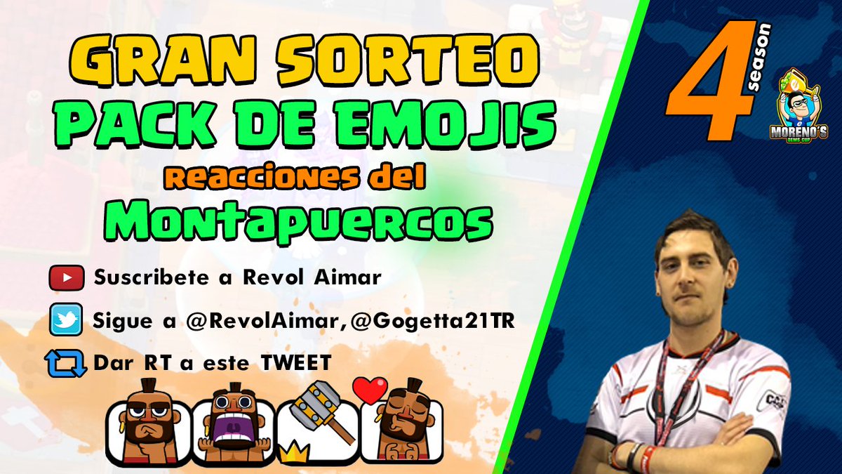 GRAN SORTEO #MORENOCUP4
-Consigue tus Emojis (MONTAPUERCOS) ♥️VALORADO EN 21,99€ ♥️
-Para participar : 
-Suscribirse a mi canal de YTB
-Seguir en Twitter @ReVoLAimaR @Gogetta21TR 
 Hacer RT y menciona 2 amigos o enemigos 👀
📹youtube.com/c/RevolAimar/l…