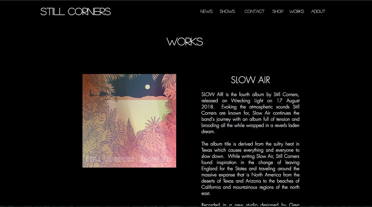 StillCorners's tweet photo. Our new website is up and running! We now have a "Works" section with the history of the band, our music and more. https://t.co/lwby6WM3U7 SC xx
#stillcorners #slowair #creaturesofanhour #strangepleasures #thetrip #deadblue #music #biography #nowlistening https://t.co/IKG9ud3zTZ