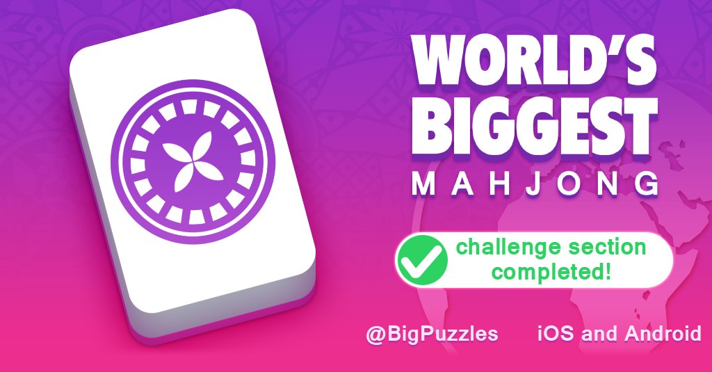 LonnaKayEdwards's tweet photo. I've just beaten a 24 Hour Challenge Section in World's Biggest Mahjong!
It's free https://t.co/FJFu7U3Bpu https://t.co/nydGLqyzh8