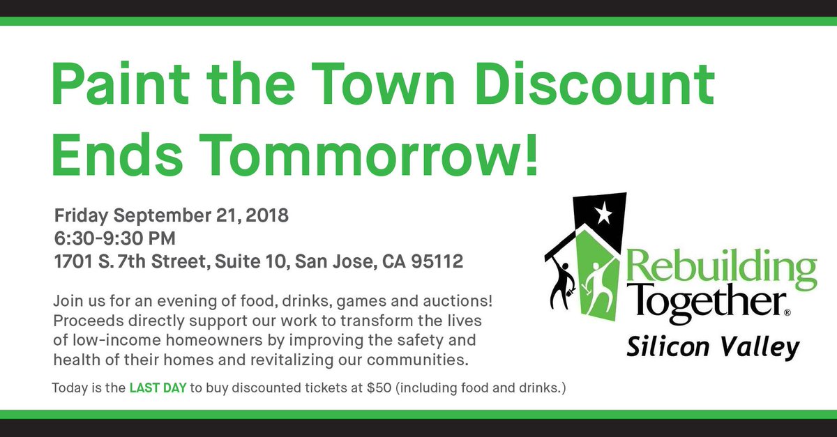 SwinFoundation's tweet photo. Get your tickets now to Rebuilding Together Silicon Valley's Paint the Town Fundraiser! All proceeds go to an amazing cause - get the details here: https://t.co/FAaTHctrWW @RTSiliconValley https://t.co/DReurmdf3a