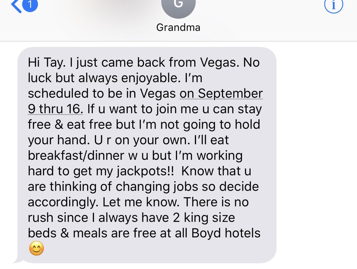 taylorMKsolomon's tweet photo. My grams invited me to Vegas 😂💀 she ain’t playin tho https://t.co/r3H1h84jr2