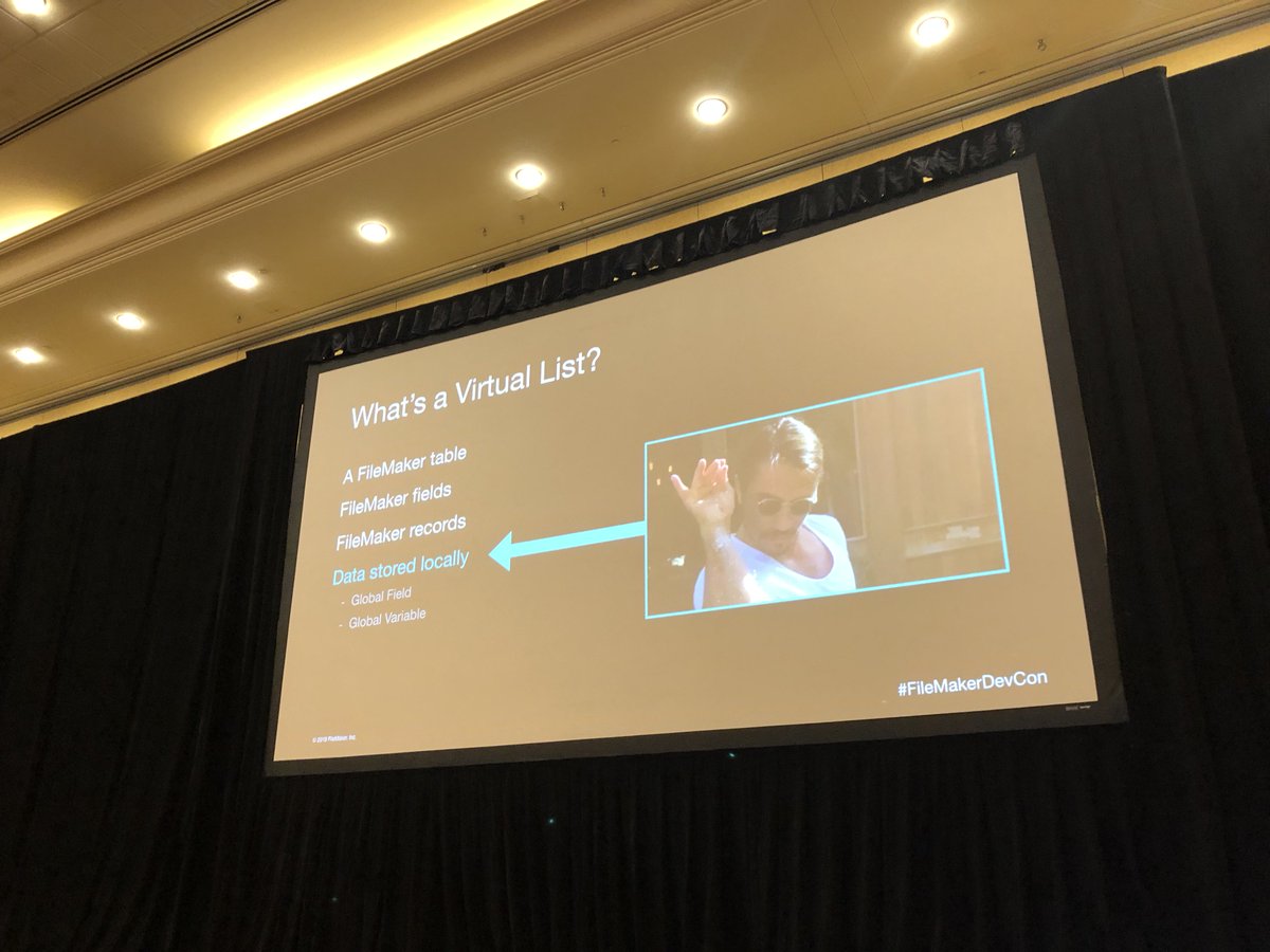 brynbehr's tweet image. Virtual Lists with @mz123 
#FileMakerDevCon
#FileMakerDevCon18