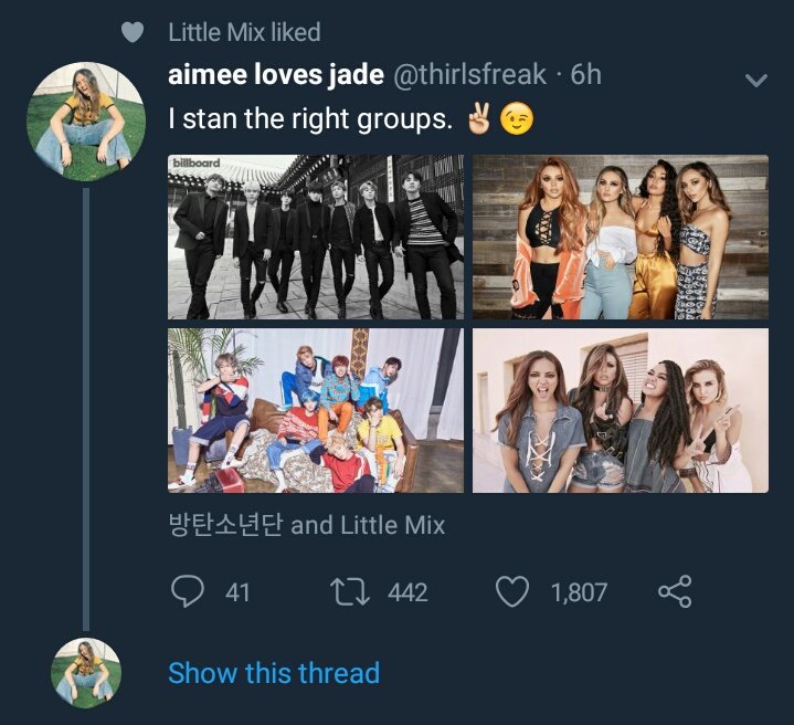 — little mix liked this tweet with bts' pictures on it  https://twitter.com/thirlsfreak/status/975746461462908928