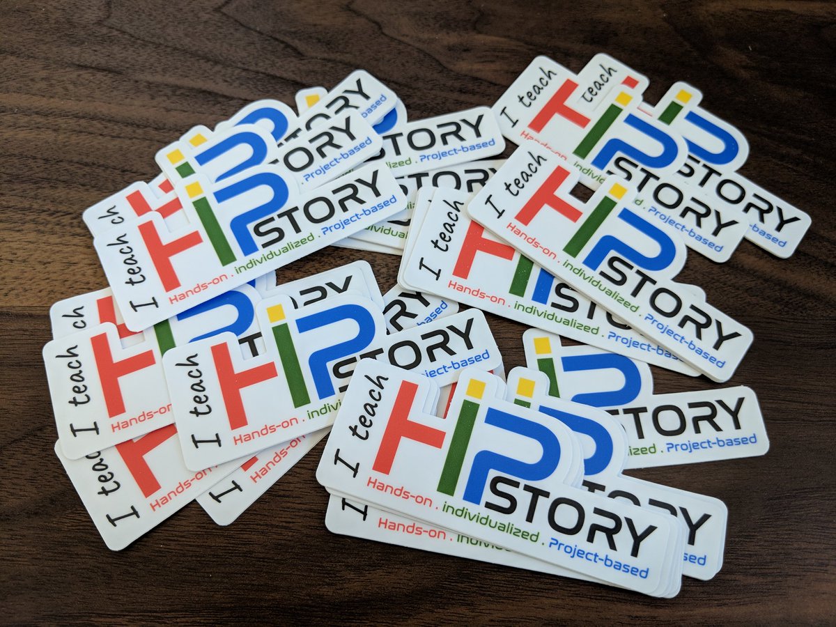 HiPstoryNetwork's tweet photo. Look what just came in! Do you engage your Social Studies classes in hands-on, individualized, project-based learning? If so, then you're teaching #HiPstory! Help us grow by submitting a project overview 📃&amp; you'll earn one of these. https://t.co/Eg8V23I6jQ #PBL #sschat #GoogleEI https://t.co/LKBccVYAsc