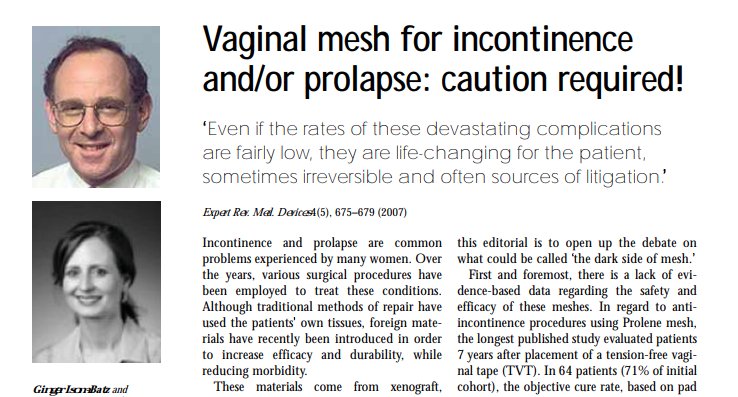 MeshCampaign's tweet photo. Warnings were given about #mesh implants for years but nobody took any notice This from 2007 https://t.co/8v1R8gPcqp https://t.co/knOOSEo0H0