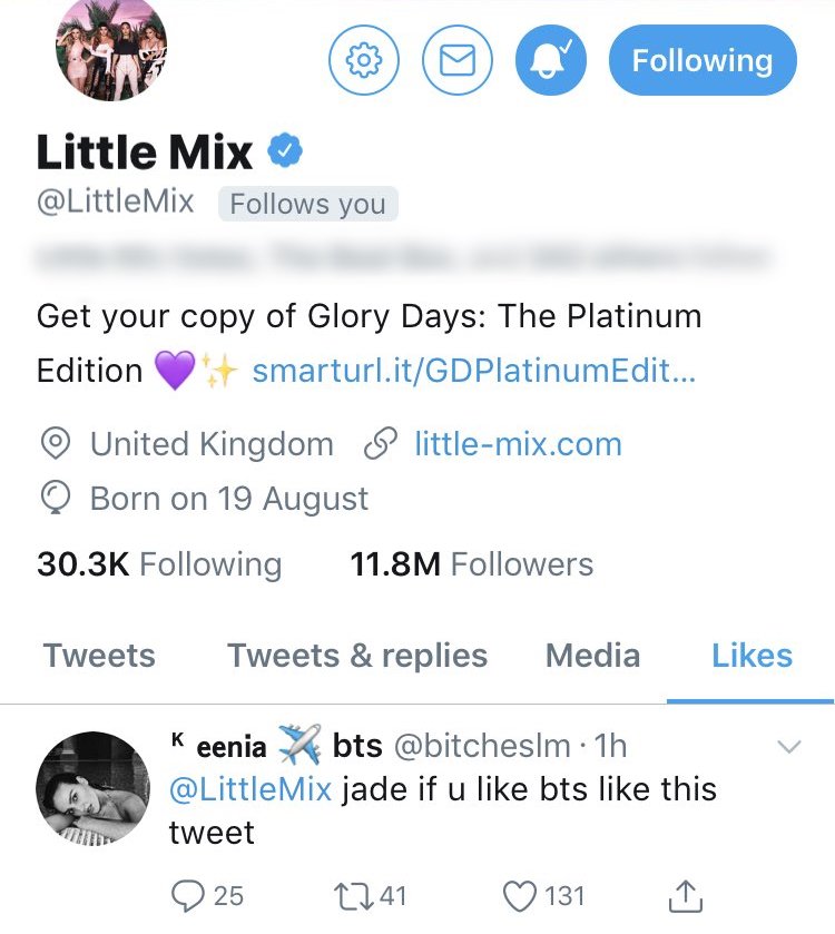 — jade liked this tweet about bts  https://twitter.com/bitcheslm/status/1003383448143319042