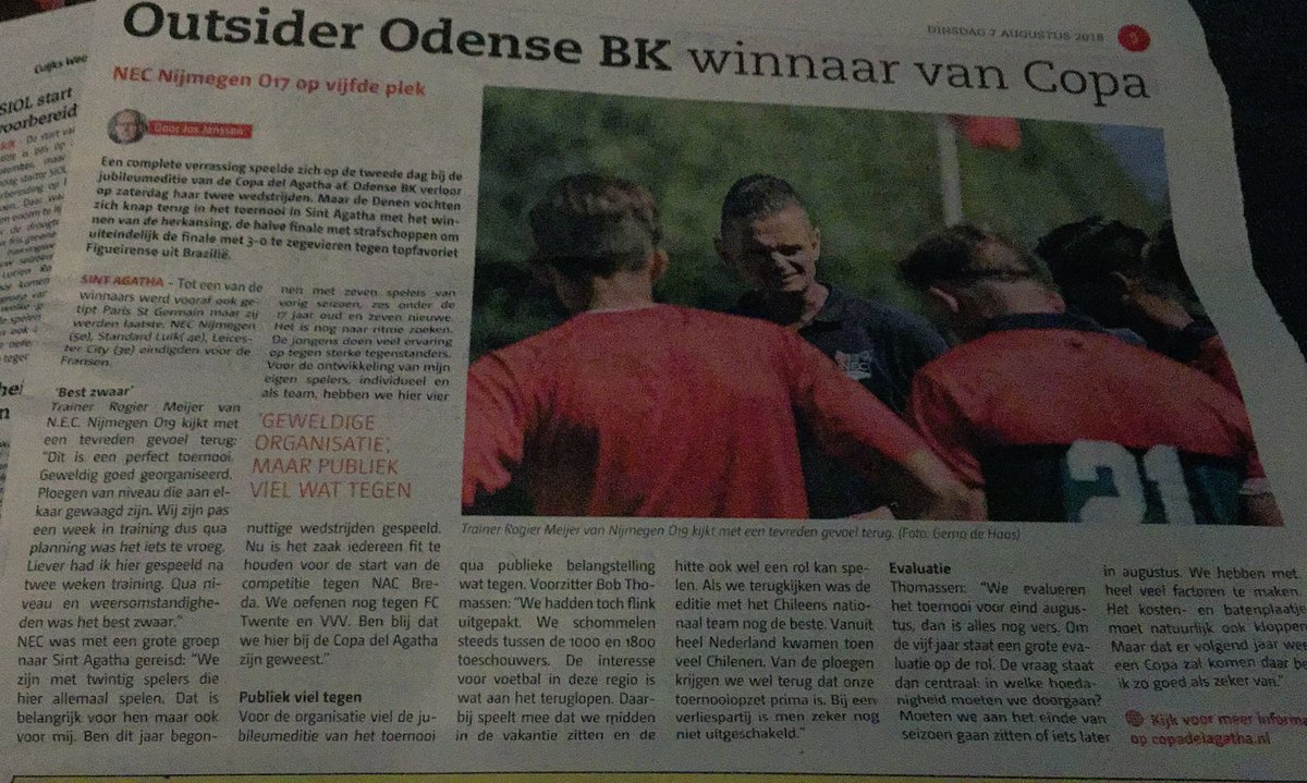 CopadelAgatha's tweet photo. Hé @alei55, bedankt voor de persaandacht in @cuijksweekblad. Was wel gewoon NEC onder 19 jaar natuurlijk. https://t.co/O1hoBejnGh