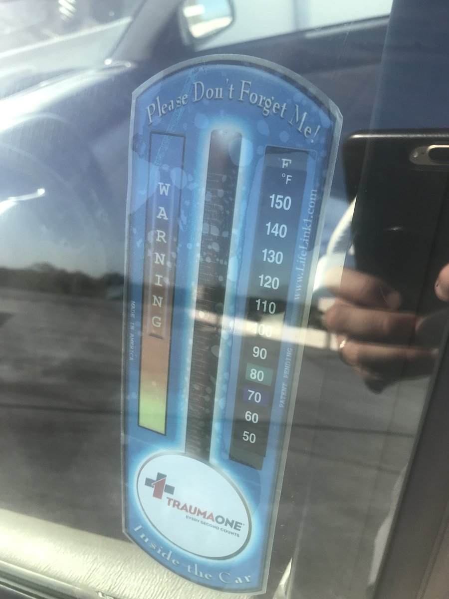 UFHealthJax's tweet photo. Temperature inside the car nearly doubled through the work day today. These decals are available from #TraumaOne, just send an email to trauma1@jax.ufl.edu https://t.co/YDynmjjeGR