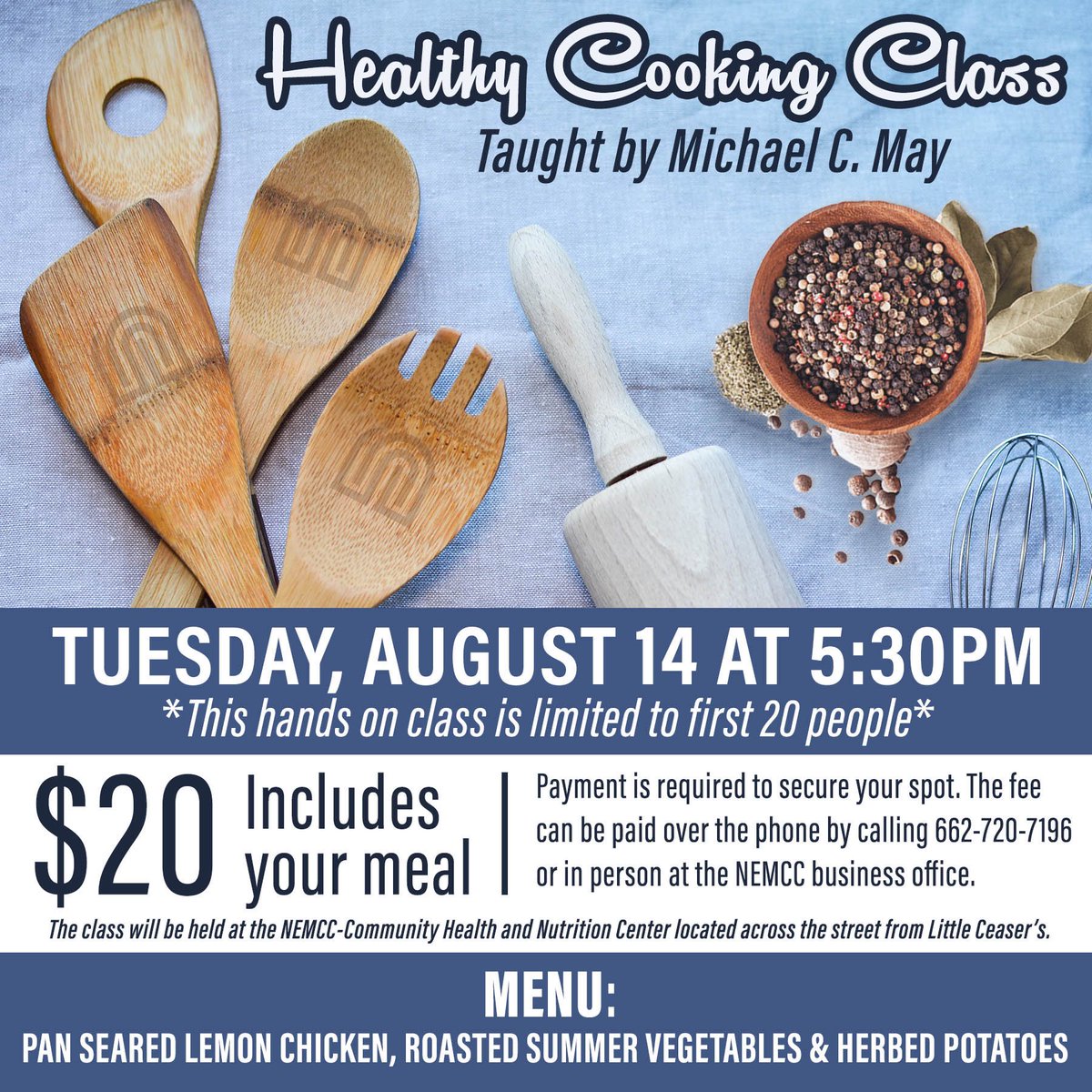 NortheastMSCC's tweet image. Getting hungry? We’ve got your dinner taken care of one week from tonight and at the same time you can learn a trick or two in the kitchen from Chef May. There’s only a limited amount of spots left. #Kitchenknowledge #GrowNortheast