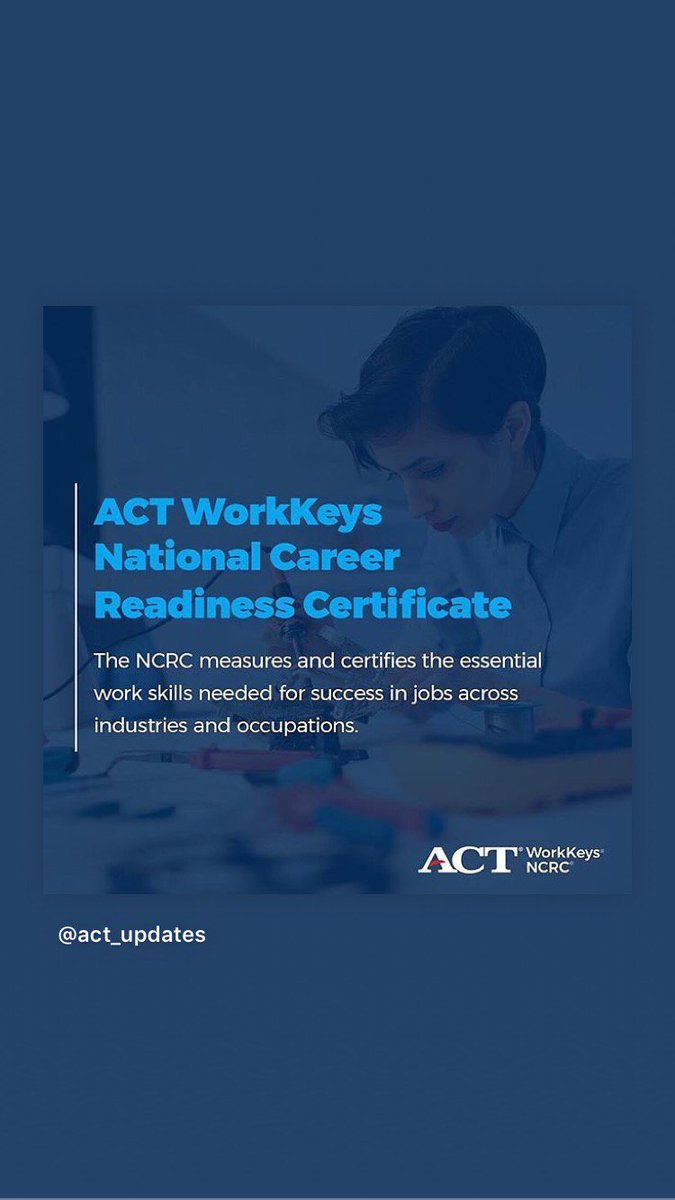 Measure your work skills! Pick an assessment location near you and follow directions to register here: careertraining.colin.edu/assessment-sch…  #ACTWorkKeys #WorkReadyCommunities #NCRC #workforce #repost #ACTupdates
