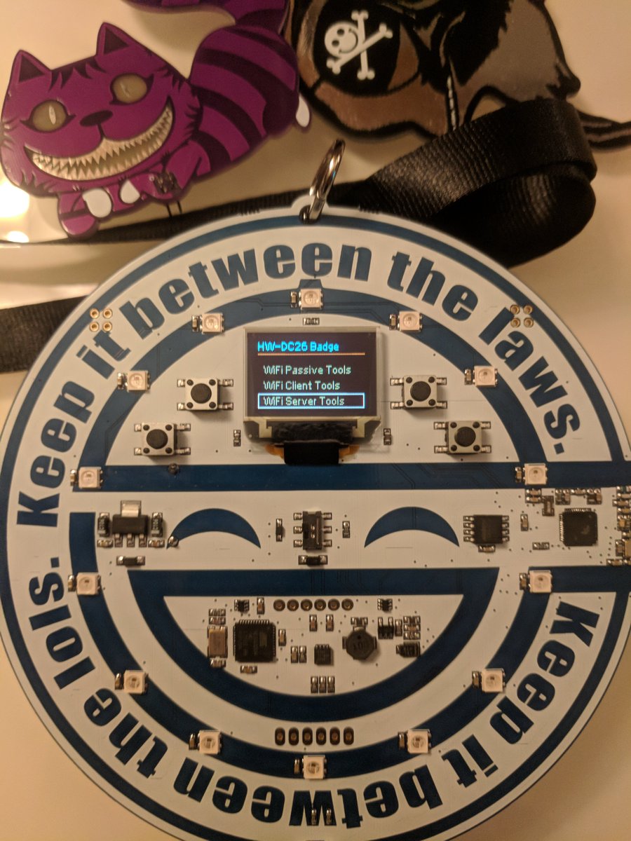 AndrewMohawk's tweet image. This years @hackerwarehouse badge is insane, it does usb things, WiFi things and I can make the LEDs go to 11! xD Prepare to be blinded!