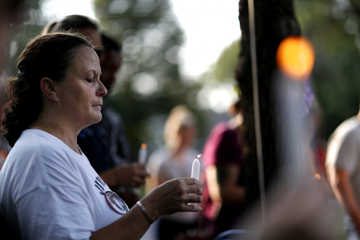 Richfield vigil remembers Jonathan O'Shaughnessy, killed in a drive-by shooting last summer. Photos by @jerry_holt strib.mn/2MtrBqq