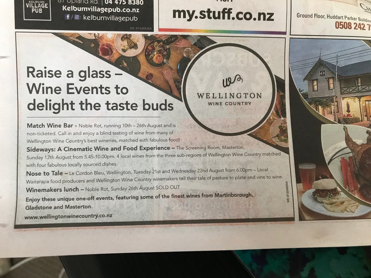 2 Days until <a href="/WellyOnaPlate/">Welly On a Plate</a> officially kicks off! Pick up a copy of the The Dominion Post today and be sure to read "The Life" lift out. PS: #Wgtnwine events are in our ad on Page 12 :) :) :) <a href="/noblerotwinebar/">Noble Rot</a> @lecordonbleunz @TheScreeningRoom