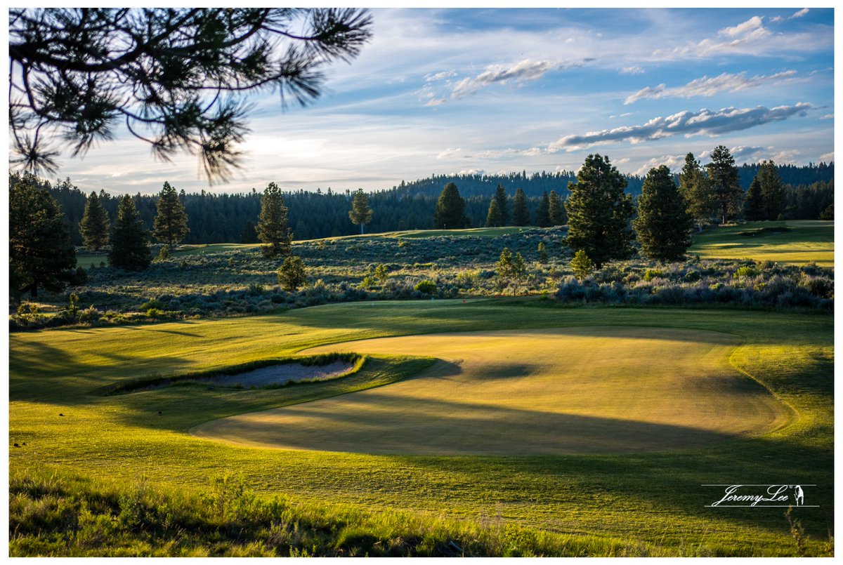 714Jeremy's tweet photo. Another look at 14 Hankins green. Love the golden hour lights shedding on the green. 

@SilviesRetreat 

#golf #golfcoursephotography #silviesvalleyranch #landscape https://t.co/GMXMBPyTVN
